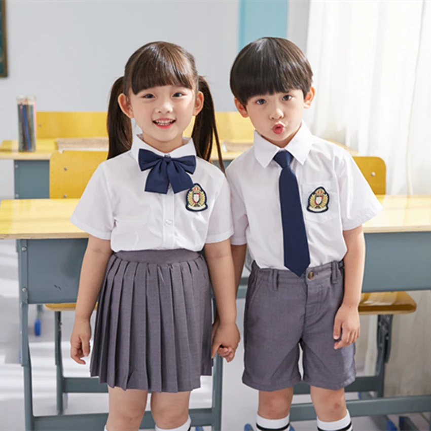 4stk Børn Japansk Skole Uniform Baby Drenge Piger Børnehave Eksamen Shirt Plested Nederdel sceneoptræden koreanske Udstyr