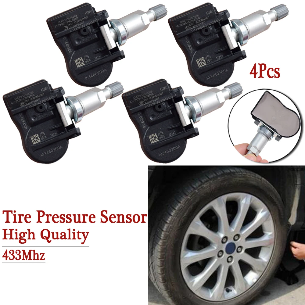 4stk For Tesla Model S Model X Bil Tire Pressure Monitor Sensor 433Mhz TPMS-Sensor 103460200A S180052068C Dæktryk Sensor