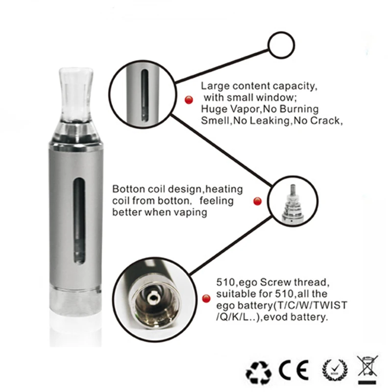 4stk MT3 2.4 ml Forstøver Clearomizer MT3 Elektronisk Cigaret Nederste Spole Udskiftning tank e-cigaret for EVOD eGo Batteri-Serien