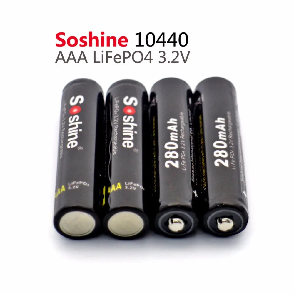4STK/Pack Soshine Sikker Transport af LiFePO4 10440 3.2 V 280mAh Genopladeligt Batteri med Batteri Box batterier stik