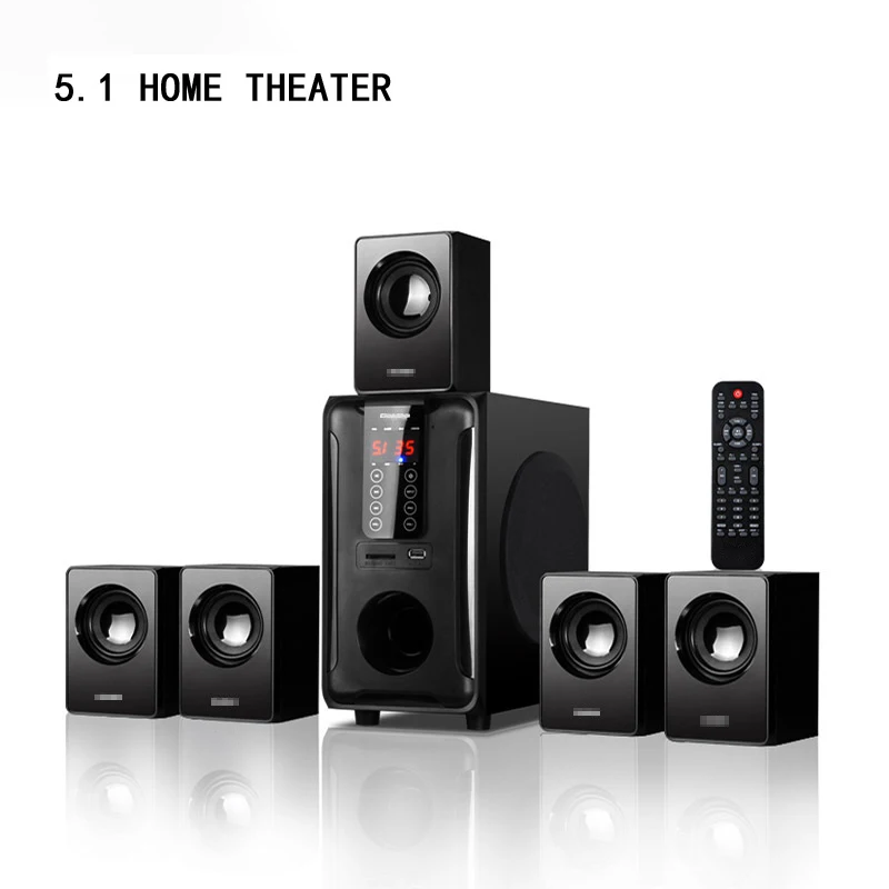 5.1 Channel Home Theater Speaker System Bluetooth\USB\SD\FM-Radio Fjernbetjening Touch-Panel Dolby Pro Logic Surround Sound