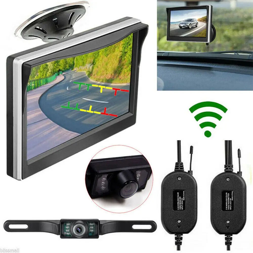 5 tommer TFT LCD-Wireless Rear View Monitor Parkering Night Vision 170 graders Backup-Kamera Kit Parkering System Car Rear View Monitor