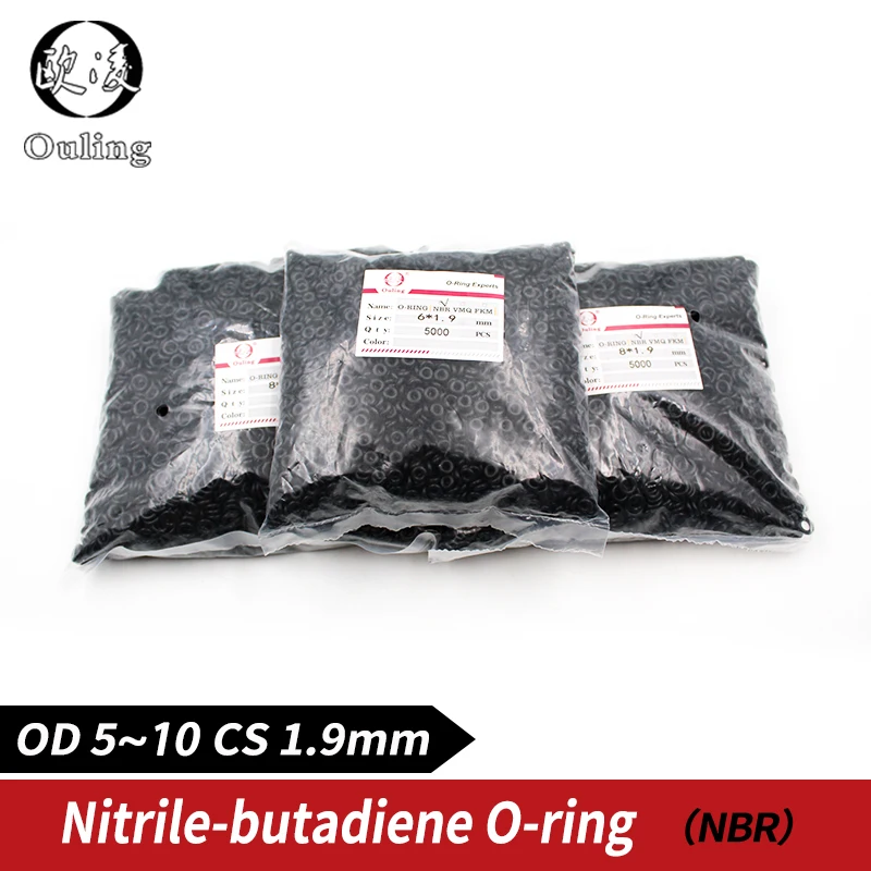 5000PC/masse engros-Sort Tætning af NBR O-Ring CS1.9mm OD5/5.5/6/6.5/7/8/8.5/9/10 mm O-Ring-Tætning Gummi Pakning Olie Ring vandtæt