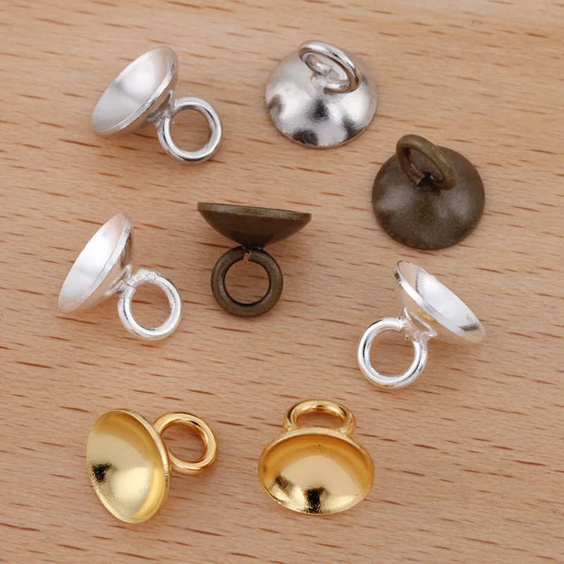 500pcs 6mm 8mm Bell Perler endekapper Cirkel med en Løkke Charme Håndværk DIY Smykker Resultater Tilbehør
