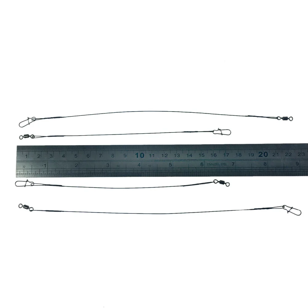 50stk 32lb 30stk 35lb fiskesnøre Stål Wire Leder Med Rullende Drejelig Duo-Lock Snap Anti-agn Wire Ledere