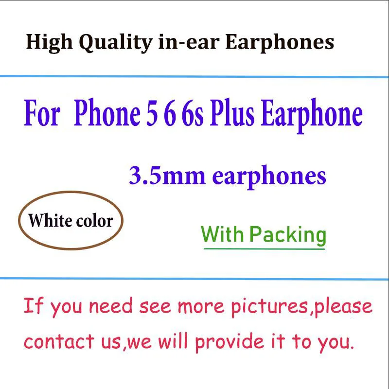 50stk A+++ Kvalitet Headset-3,5 mm n øre In-Ear Hovedtelefoner Med Fjernbetjening og Mic for Telefonen 5 5 6 6'ere Plus Hovedtelefon Med Nye Retail Box