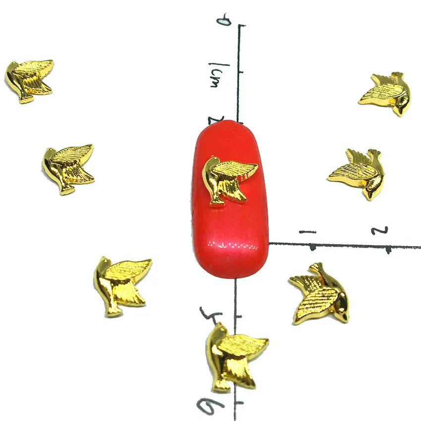 50stk Manicure Golden 3D Nail Art Dekoration, Legering Søm Charme, Neglene med Rhinestones Fladskærms Søm Forsyninger Kærlighed Hjerte Dyr Mærkat