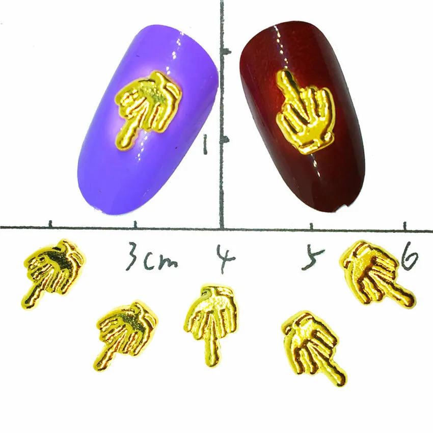 50stk Manicure Golden 3D Nail Art Dekoration, Legering Søm Charme, Neglene med Rhinestones Fladskærms Søm Forsyninger Kærlighed Hjerte Dyr Mærkat