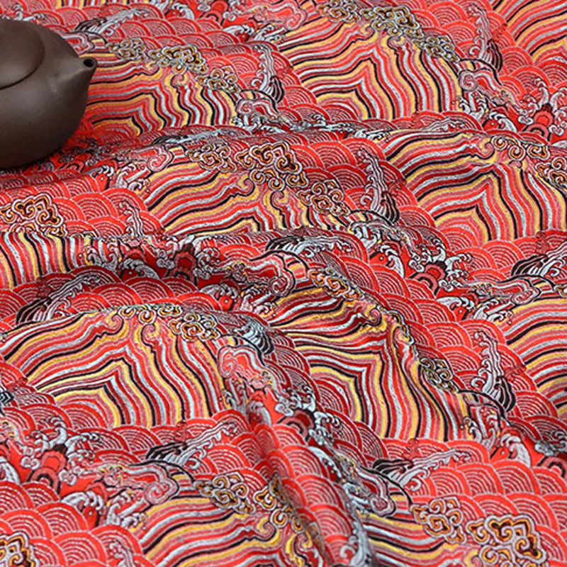50x72cm Japansk Cloud Bølge Brocade Fabric Jacquard Beklædning Kostume patchwork stof Polstring Indretning Materil Home Decor