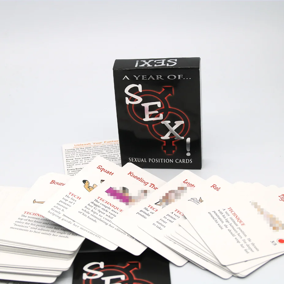 54Pcs/ sæt Seksuelle positioner, spille papir-kort, Et År Med Sex for Voksne sexet spil kort sæt til par spil sex position