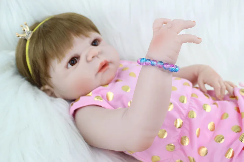 55cm Full Body Silikone Genfødt Pige Baby Doll 22