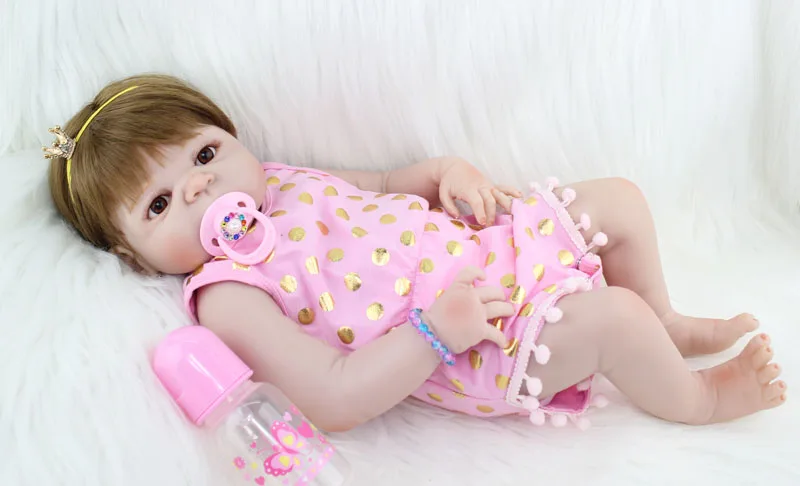 55cm Full Body Silikone Genfødt Pige Baby Doll 22