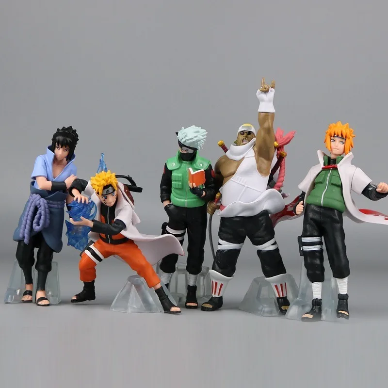 5pcs/set Anime Naruto Kakashi Hatake Figur Uchiha Sasuke Figur Namikaze Minato Killer Bee Action Figur Samling Model Toy