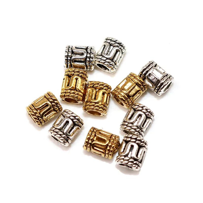 6*5mm Mønster, Sølv farve, Runde Perler Rør Cylinder Spacer Perler Charms og vedhæng Til smykkefremstilling-Armbånd-DIY Smykker Tilbehør