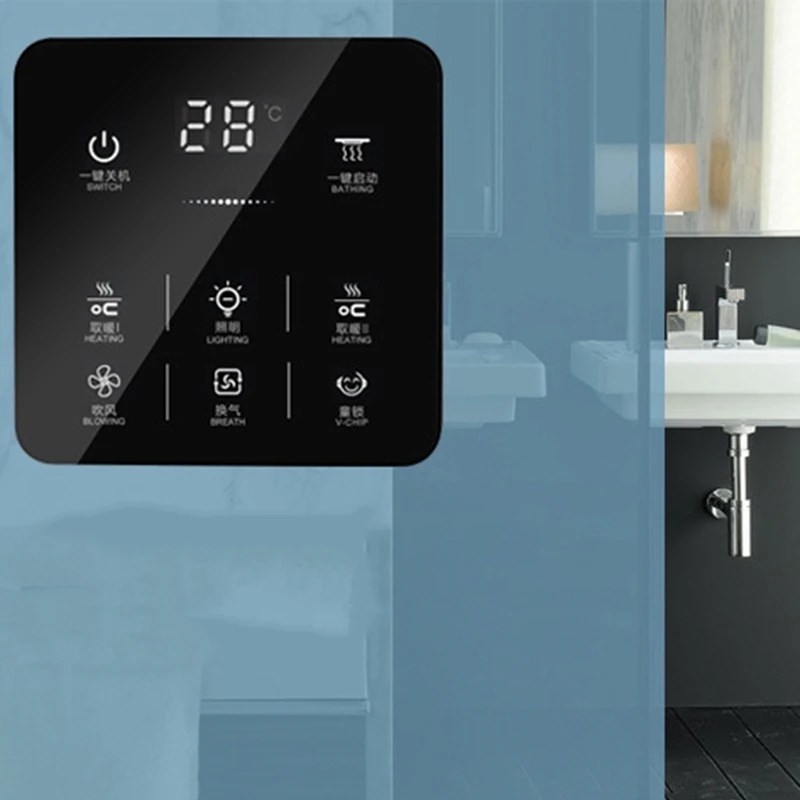 6 i 1 Multifunktions-Smart Tryk på Yuba Skifte Socket Badeværelse Varme Belysning Universal Switch Vandtæt Smart Tryk på Skærmen Swi