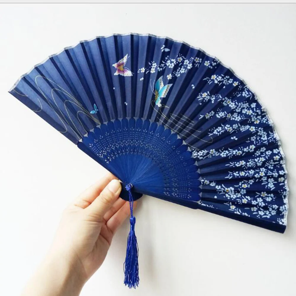 6 Tommer Kvinde Sammenklappelig Fan Bambus Knogle Håndholdt Ventilator Kinesiske Folde Fan