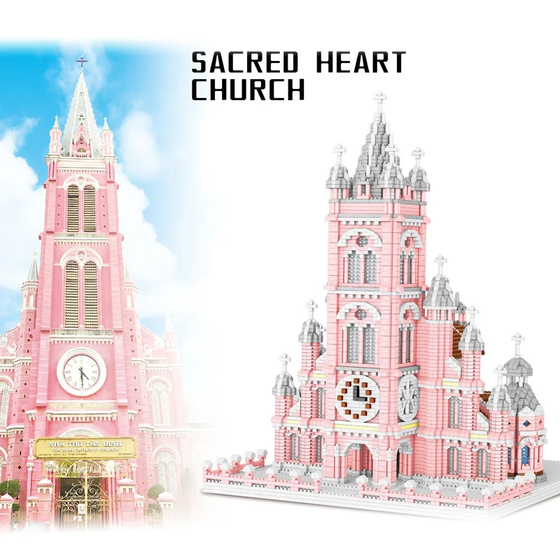 6410pcs Pink Kirken Model Diamond byggesten Pædagogiske Samling Mini Størrelse med Mursten, Legetøj Til Børn, Voksne Xmas Gaver