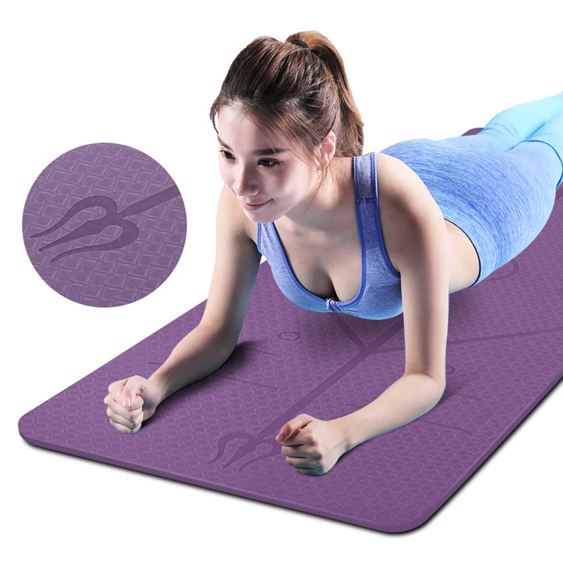 6MM TPE yogamåtte Anti Slip Sport Fitness Motion Pilates Fitness Tabe sig For Beginners183*61cm Tæppe Gymnastik Mat Estera de
