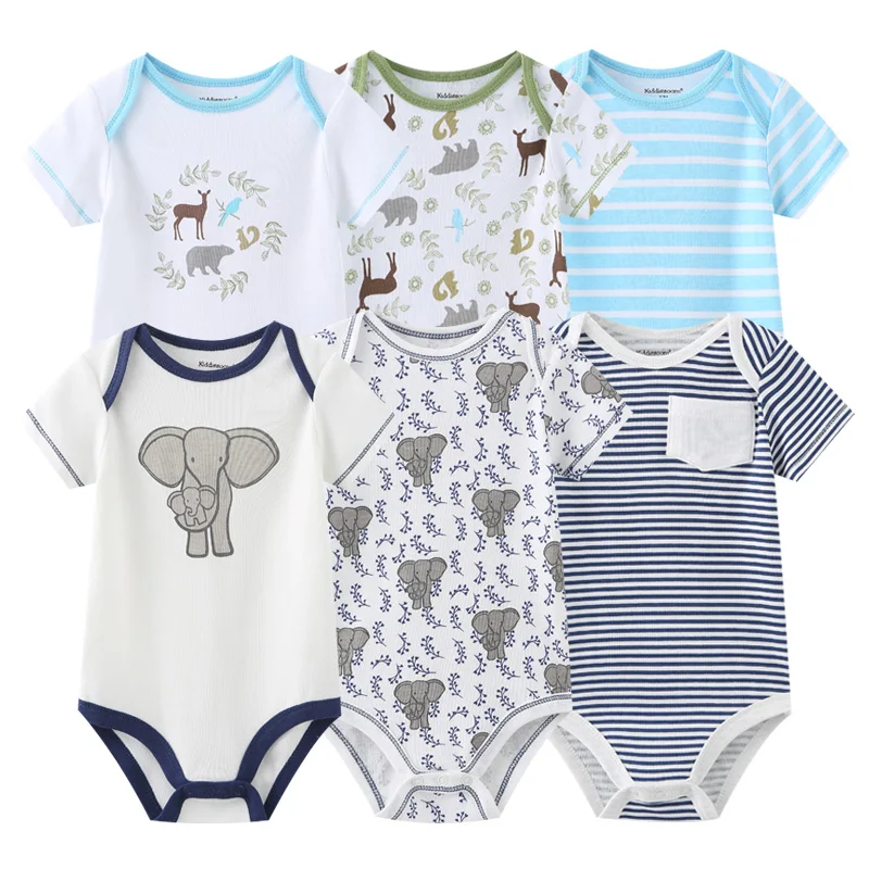 6STK Nyfødte Piger Baby Tøj Solid Bomuld Baby Boy Tøj kortærmet Bodyer Baby Pige Tøj Print Roupas de bebe