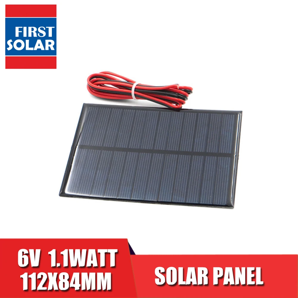 6VDC 1.1 Watt Tilslut kablet, Solar Panel Polykrystallinsk Silicium DIY Batteri Oplader Modul Mini Solcelle wire toy