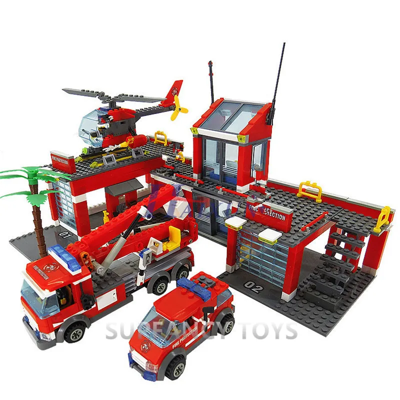 774Pcs City Fire Kæmpe byggeklodser og Sætter Ild Station Urban Truck Bil DIY Mursten Brinquedos Playmobil Pædagogiske Kids Legetøj