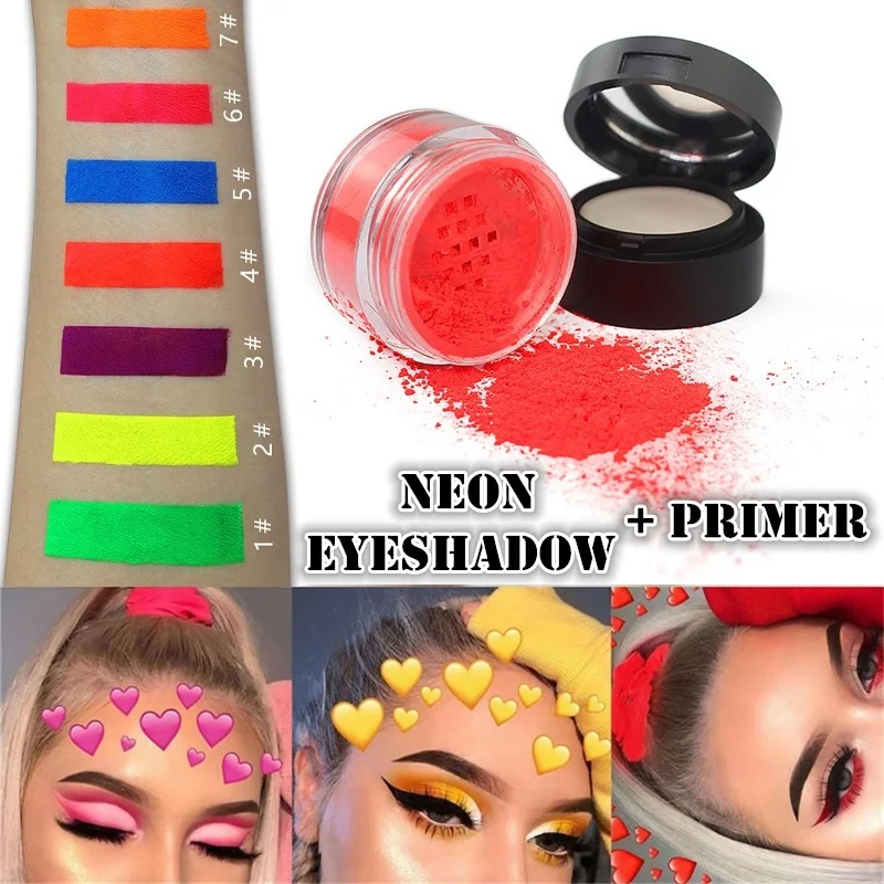 7Colors Neon Powder Eyeshadow Pigment Mat Mineral Spangle Nail Powder Kosmetik Sæt Gøre Op Skinnende Glimmer øjenskygge Makeup