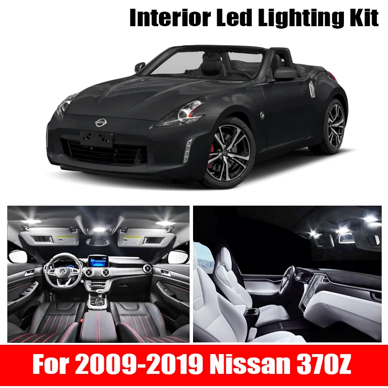 7x Canbus-Fejl Gratis LED Interiør Lys Kit Pakke til 2009-2019 Nissan 370Z Tilbehør til Bilen Kort Dome Kuffert Licens Lys