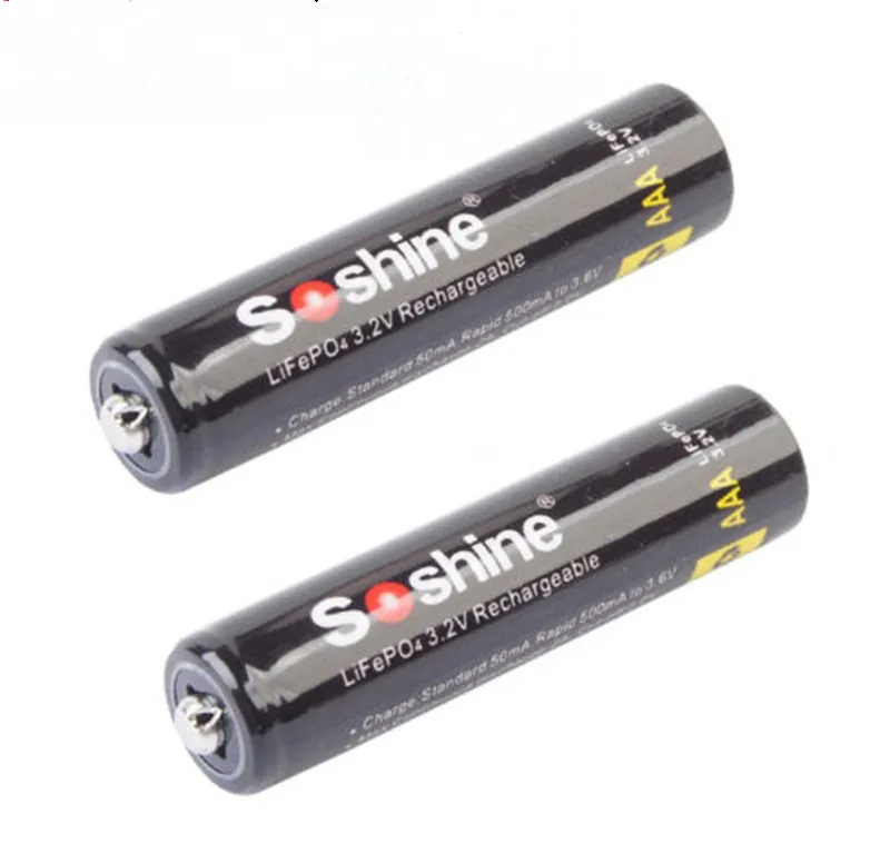 8 stykker/masse Soshine 10440 batteri 3.2 V 280mAh LiFePO4 celle Genopladelige AAA-Batteri med 4X Batteri Stik + Batteri Box