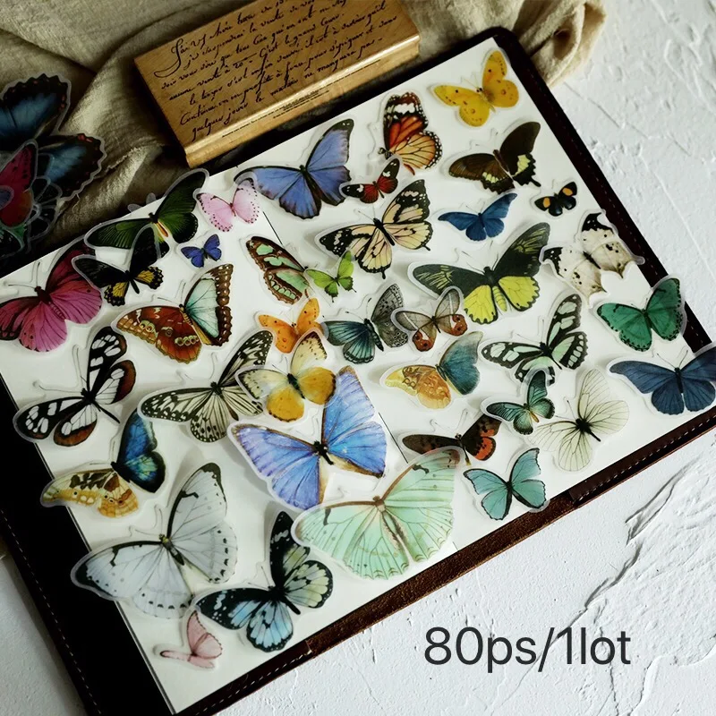 80pcs butterfly farvelagt label Vellum Klistermærker til Scrapbooking Glad Planner/på Kortet du skal Gøre/dagbog Projekt
