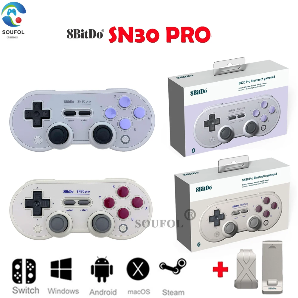 8Bitdo SN30 Pro Gamepad Bluetooth Wireless Controller til Nintendo Skifte/ MacOS/ Android/ Raspberry Pi /Windows Motion Controls