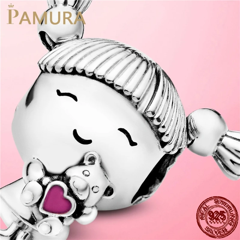 925 Sterling Sølv, Lille Pige Charm Perler passer til Pandora Piger armbånd Armbånd DIY Oprindelige Sølv 925 smykkefremstilling