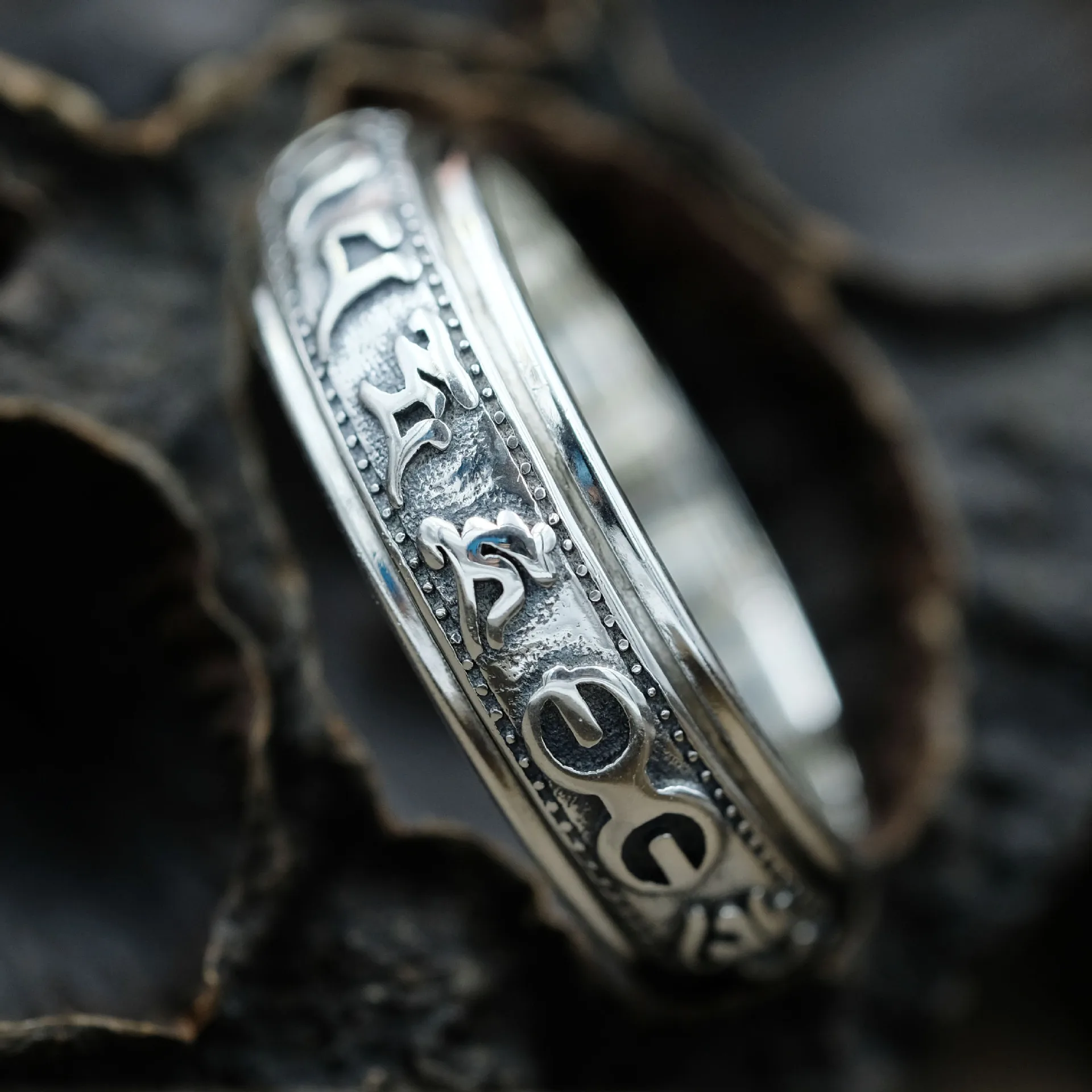 925 Sterling Sølv Ringe for Elskere Vintage Tibetansk Sølv Uden Roterbar Ringe Stjernede Elskere Ringe S925 Sterling Sølv Ring