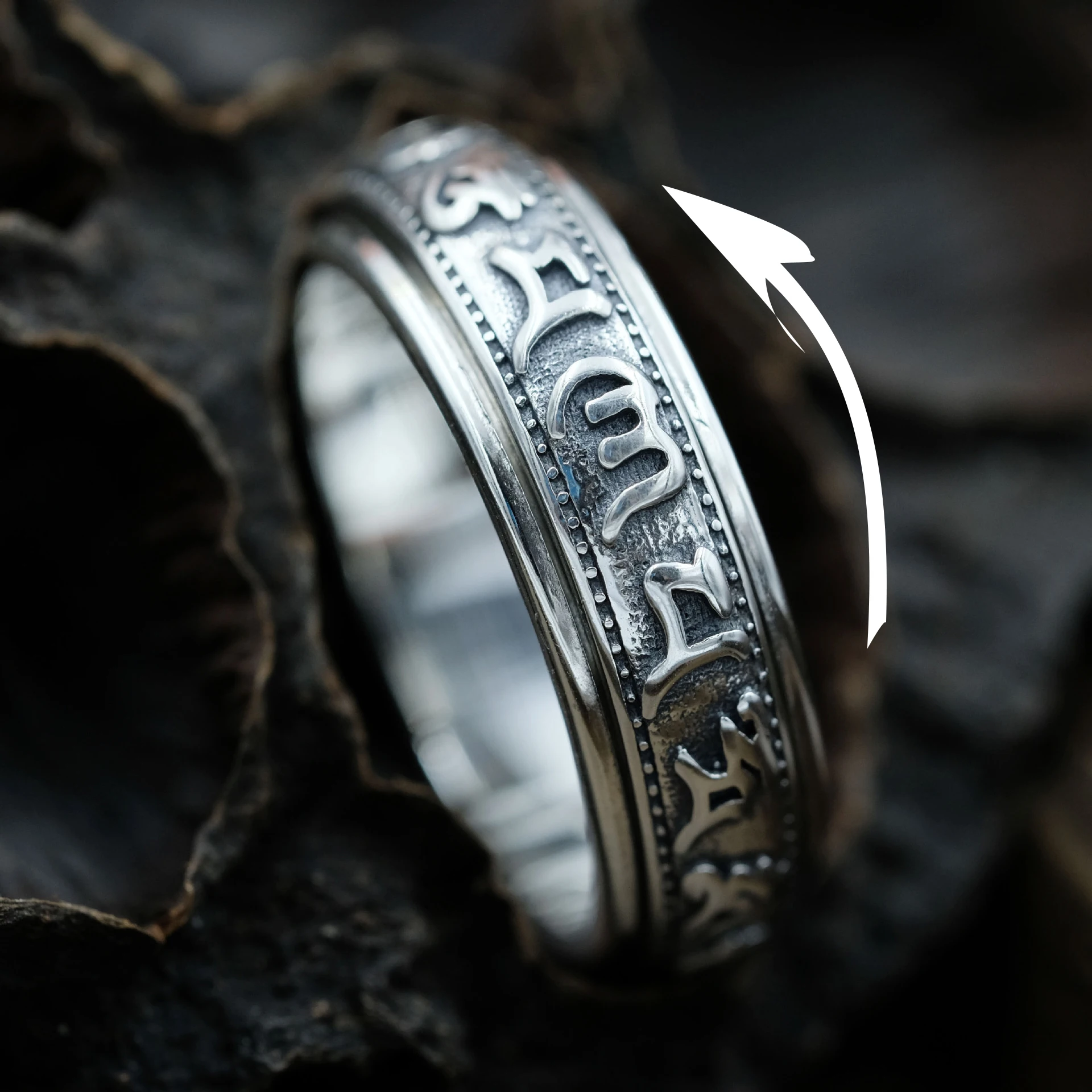 925 Sterling Sølv Ringe for Elskere Vintage Tibetansk Sølv Uden Roterbar Ringe Stjernede Elskere Ringe S925 Sterling Sølv Ring