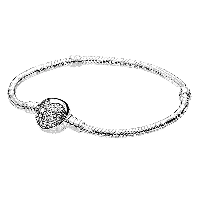 925 Sterling Sølv Øjeblikke stamtræ Infinity Hjerte Clasp Slange Kæde Armbånd Passer Mode-Perle-Charme Trendy DIY Smykker