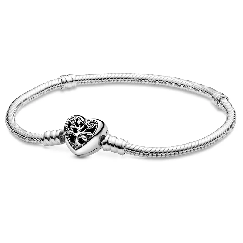 925 Sterling Sølv Øjeblikke stamtræ Infinity Hjerte Clasp Slange Kæde Armbånd Passer Mode-Perle-Charme Trendy DIY Smykker