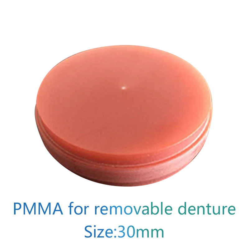 98*30mm Dental Lab Materialer PMMA Blokke PinkA/PinkB/PinkC for CAD/CAM-Wieland-System Dental PMMA Disk Tomme