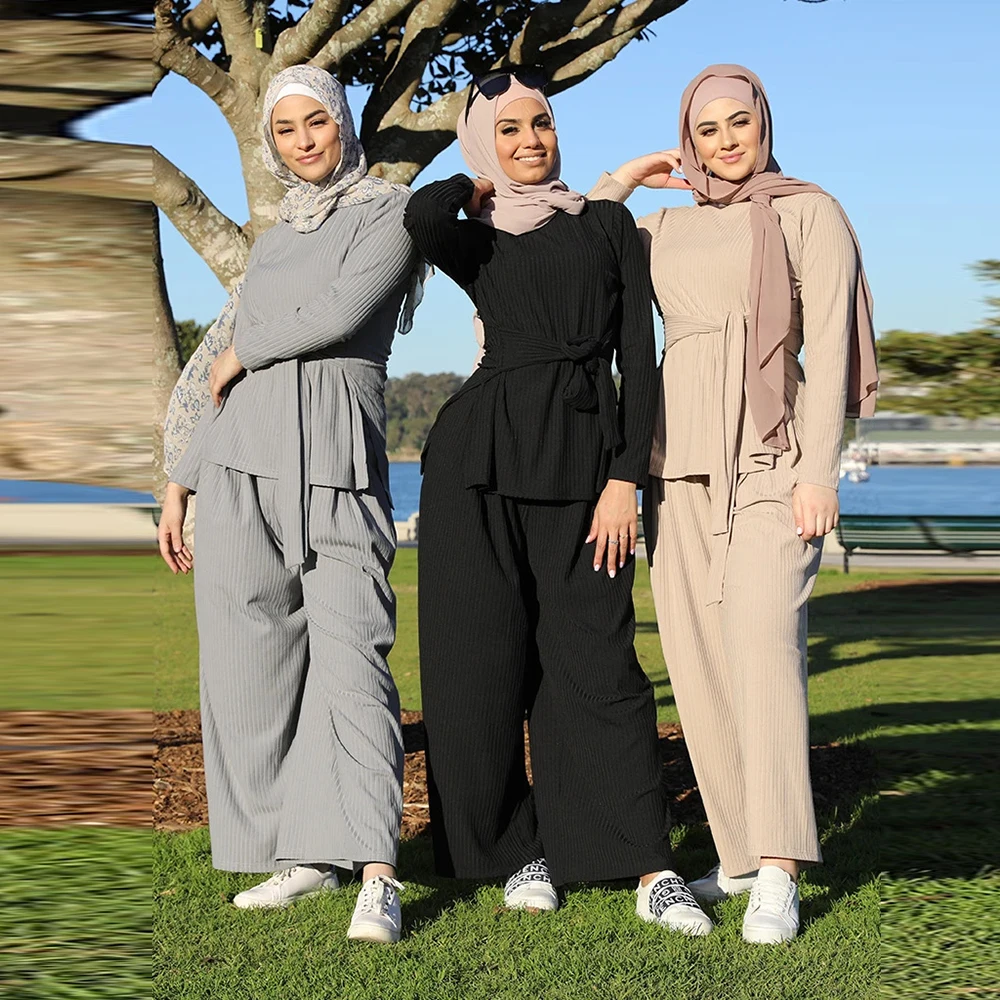 Abaya Dubai Tyrkiet Muslimske Mode Sæt Abayas For Kvinder Amerikanske Europæisk Islam Tøj Robe Femme De Moda Musulman Ensembler