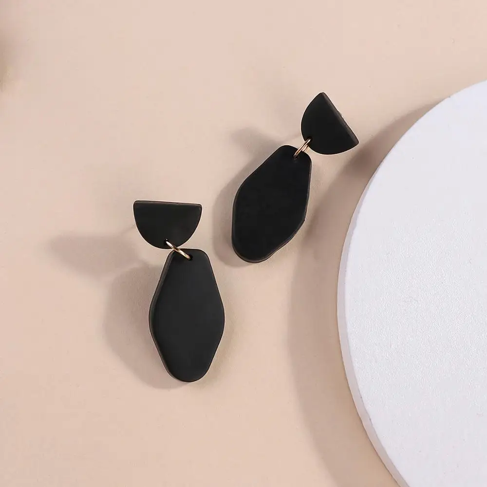 AENSOA Unikke 2021 Polymer Ler Øreringe Korea Geometriske Drop Øreringe til Kvinder Vedhæng Dingle Øreringe Enkle Smykker