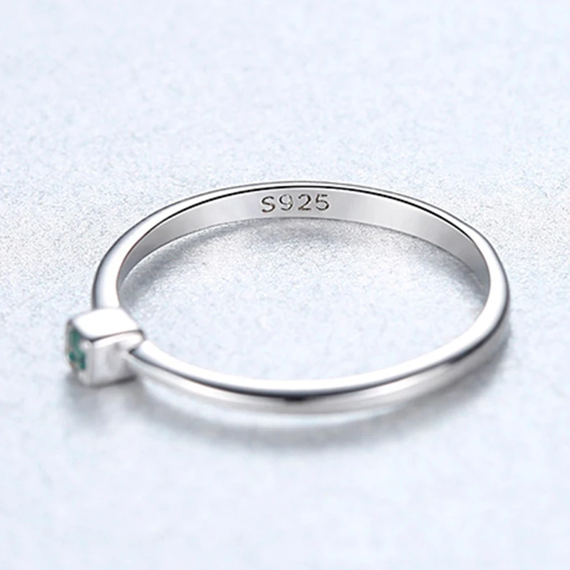 AGLOVER Klassisk Nye 925 Sterling Sølv Grøn Zircon Ring For Kvinder Udsøgt Lille Ring Party Fødselsdag Smykker Gave Engros