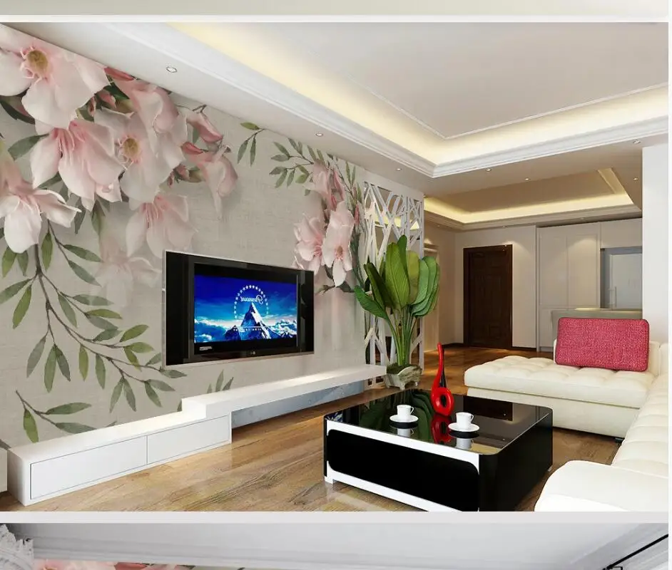 AINYOOUSEM Retro elegant pink blomstret sofa-TV baggrund væggen papier peint papel de parede tapet 3d tapet væg papir