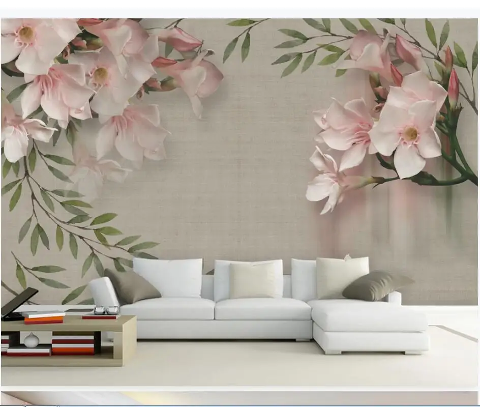 AINYOOUSEM Retro elegant pink blomstret sofa-TV baggrund væggen papier peint papel de parede tapet 3d tapet væg papir