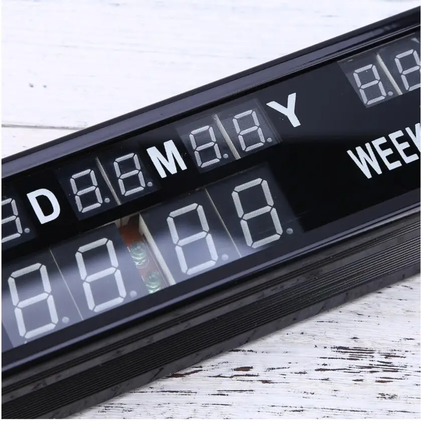 Aluminium legering led elektroniske digitale kalender ur på Moderne minimalistisk ur stor skrifttype, soveværelse Desktop ur termometer, ur