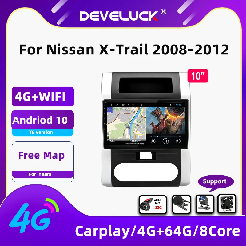 Android-10 2Din Bil Radio Til Nissan X-Trail XTrail X-Trail T32 T31 2008-2012 4G Net+WIFI GPS Navigation Mms Video-Afspiller