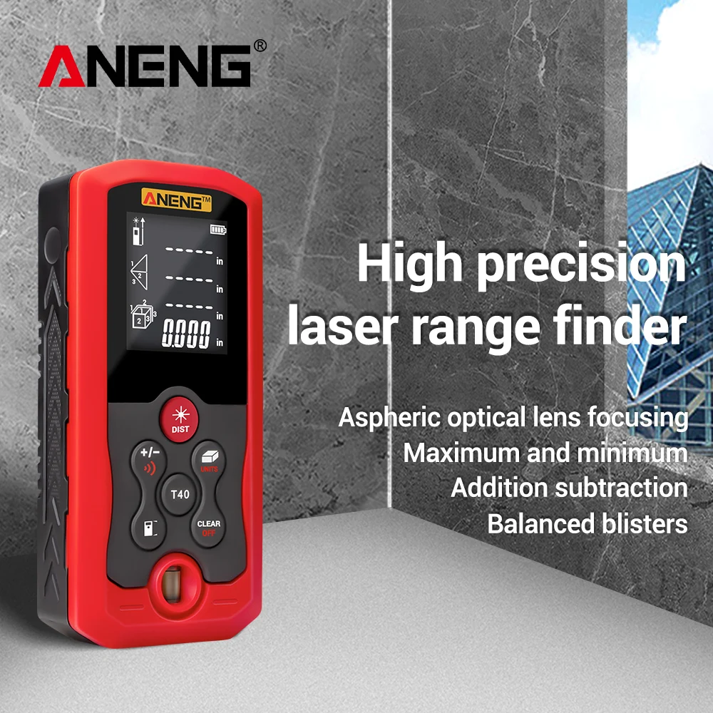 ANENG J01 Laser afstandsmåler Afstandsmåler afstandsmåler Afstand Areal Volumen Meter