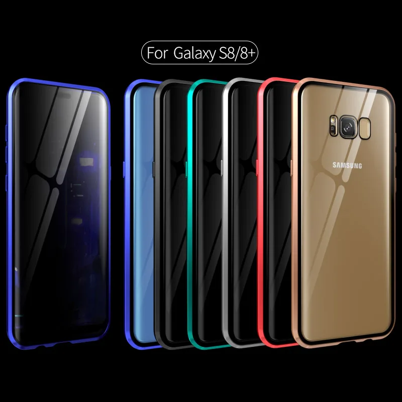 Anti Peep Tilfælde Privatliv Hærdet Glas Skærm Protektor til Samsung Galaxy S8 S9 S10 Plus S20Magnet Metal Fuld Dækning Brudsikkert