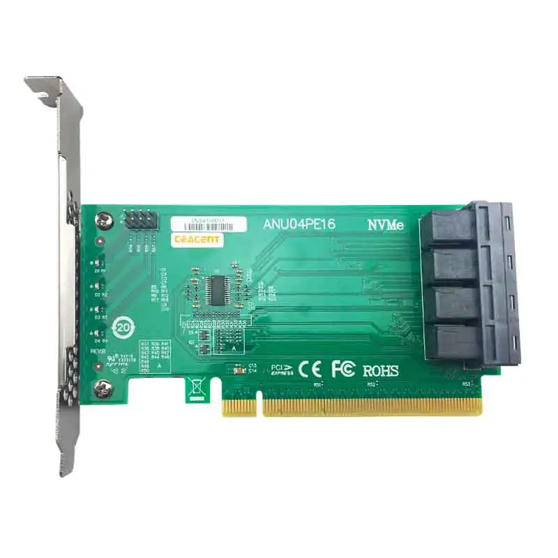 ANU04PE16 PCIe X4,Støtte NVMe SSD, 4 Port ,SFF8643 At SFF8639 NVMe Controlle, (ikke med kabler,som ikke understøtter LSI 8643*2 til 8639*2