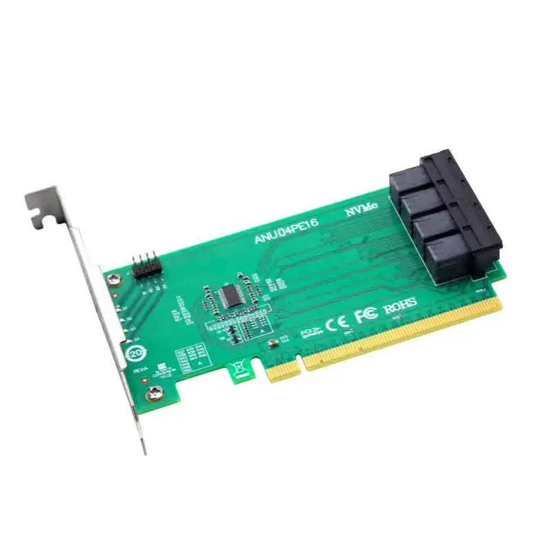 ANU04PE16 PCIe X4,Støtte NVMe SSD, 4 Port ,SFF8643 At SFF8639 NVMe Controlle, (ikke med kabler,som ikke understøtter LSI 8643*2 til 8639*2