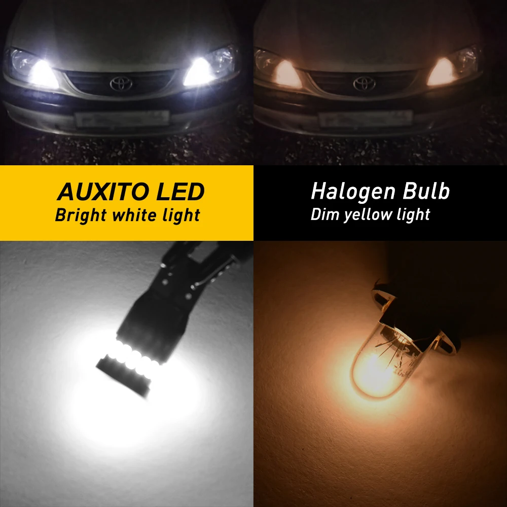 AUXITO 2stk T10 LED-Kile W5W LED Pære 194 168 2825 Bil Parkering Position Side Lampe Licens Nummerplade Eksteriør Interiør Lys
