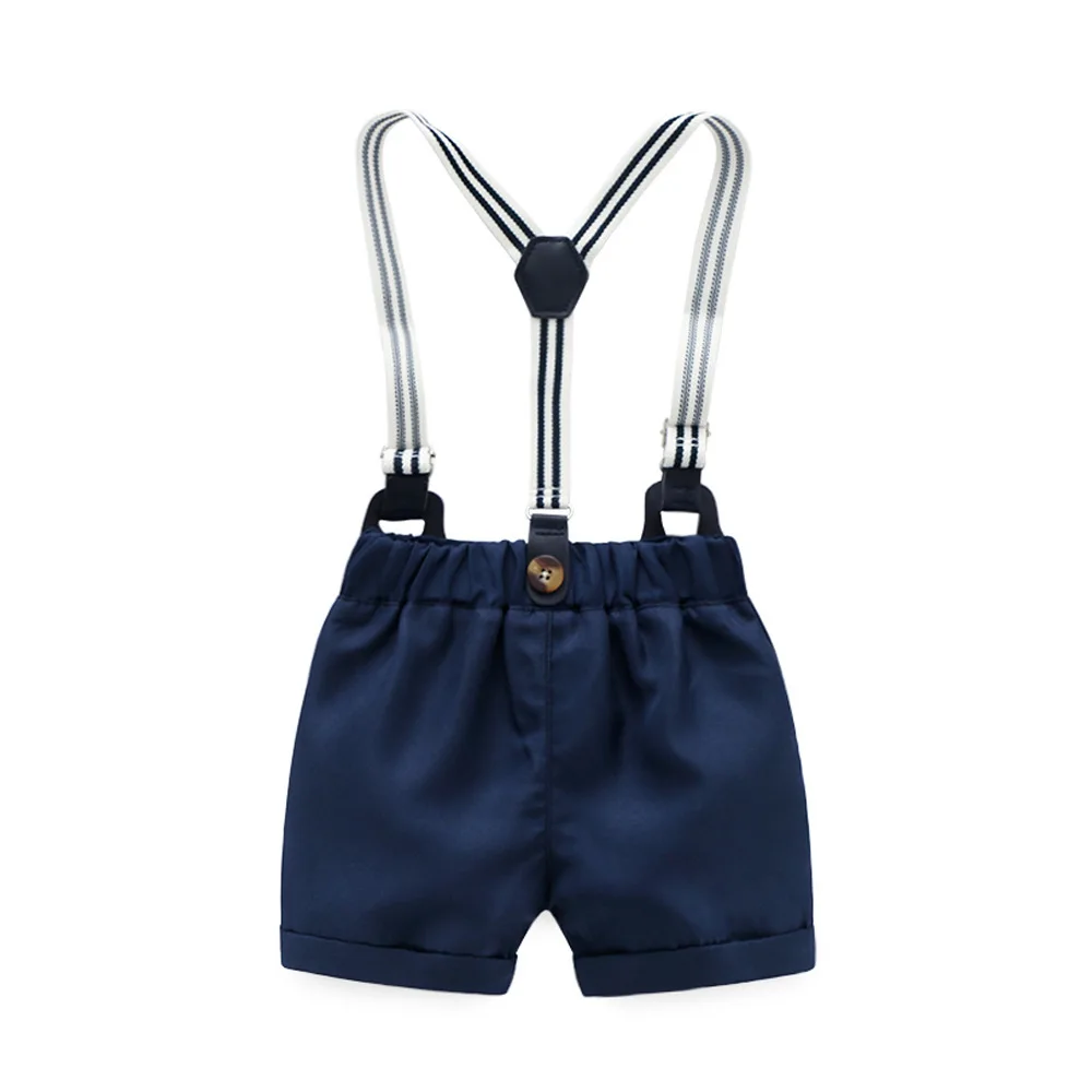 Baby Boy Tøj Sparkedragt + Bue + Navy Shorts + Strømpebånd Bælte Sæt Spædbarn Tøj Kort Outfit