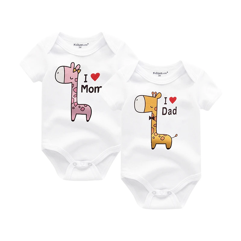 Baby Pige Tøj 2020 Nye Korte Ærmer Bomuld Nyfødte Baby Infantil Dreng Tøj, der Elsker Far&mor Design roupas de bebe